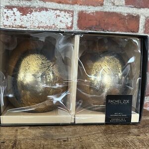 Rachel Zoe Gold glass Decorative Egg Pair